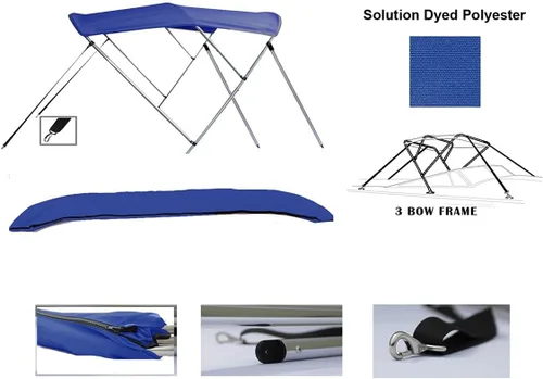 Vista 2 de Royal Blue - Tapa Bimini de aluminio de 3 arcos compatible con Monterey 186 MS MONTURA I/O para modelos años 2014-2016