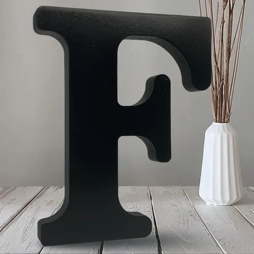 Vista 13 de AOCEAN Letras de madera negra de 10 pulgadas, letras de madera sin terminar para Halloween, letras decorativas de pie, rebanadas, decoración