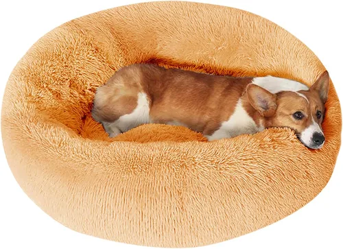 Vista 50 de JOLLYVOGUE - Cama para perros y gatos, cama relajante y antiestrés para mascotas y perros pequeños, cojín esponjoso en forma de dona para mascotas