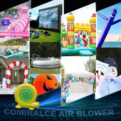 Vista 8 de Soplador de aire de 370/550/750/950 vatios, soplador de aire inflable para casa de rebote, soplador de castillo inflable al aire libre y toboganes