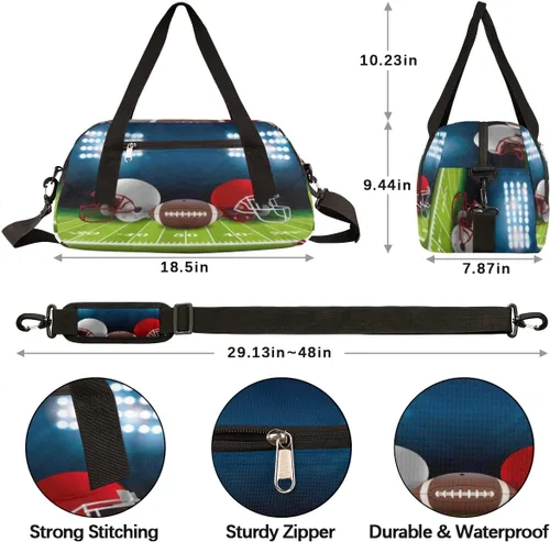 Vista 3 de Bolsas de lona para niños y niñas, adolescentes, bolsa de gimnasio deportiva para fines de semana, viajes, gimnasia, baile, ballet, casco de fútbol