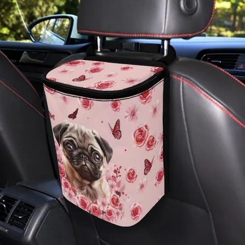 Vista 35 de Talayituse Cubo de basura portátil con estampado de camuflaje de bandera estadounidense, accesorios interiores de vehículos multifuncionales