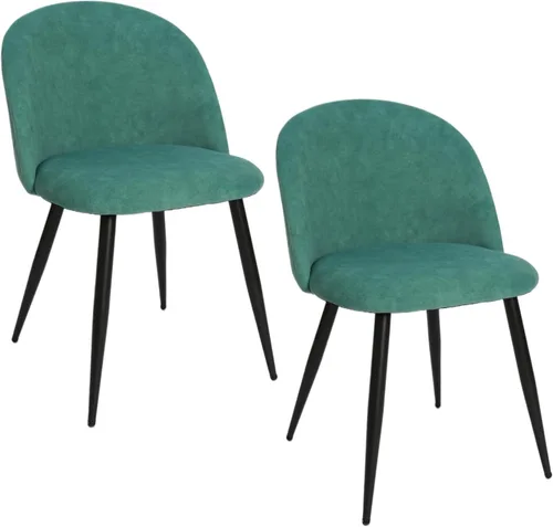 Vista 9 de CangLong Mid Century - Juego de 2 sillas tapizadas de terciopelo para cocina, modernas, color verde, 1