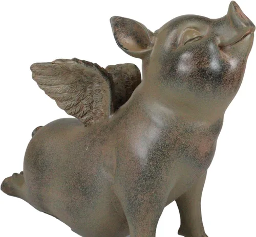 Vista 7 de Ebros Peaceful Zen Yoga Flying Pig Cerdo Cielo de Cerdo Estatua Rústica Country Piggy Piglet Cerdo Porcino Jardín de Hadas Figura Coleccionable