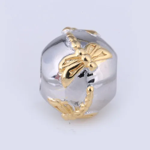 Vista 3 de SOUKISS Encantos de libélula chapados en oro sólido 925 encanto redondo animal para pulsera europea