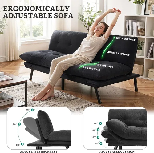 Vista 6 de YITAHOME Convertible Futon Sofa Bed,70" Folding Futon Couch w/Led Lights