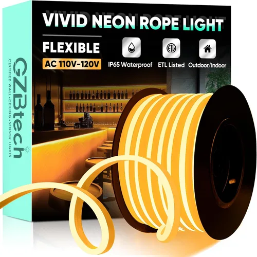 Vista 20 de GZBtech Tira de luces LED flexibles de neón de 16.4 pies, tira de luz impermeable CA de 110-120 V, 120 LEDs/M, iluminación de neón conectable