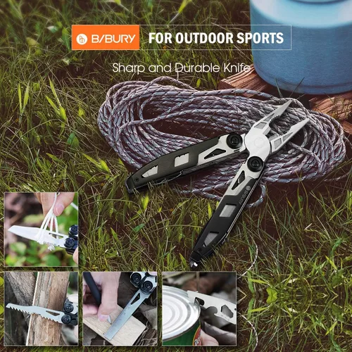 Vista 3 de Pinzas multiherramienta 18 en 1, multiusos, cuchillo de bolsillo, de acero inoxidable duradero, multiherramienta para supervivencia, camping, caza