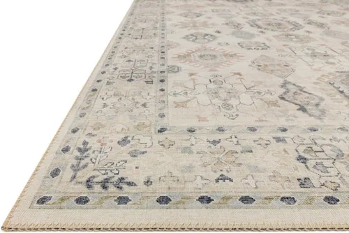 Vista 6 de Loloi Hathaway Collection HTH-04 Beige/Multi 2 pies 3 pulgadas x 3 pies 9 pulgadas, Alfombra de acento de 0.25" de espesor, suave, duradera