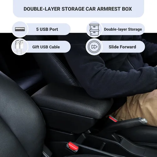 Vista 3 de Para Suzuki Jimny Reposabrazos JB23 JB43 1999-2018 Reposabrazos de coche Organizador de consola Caja de almacenamiento Reequipamiento Piezas