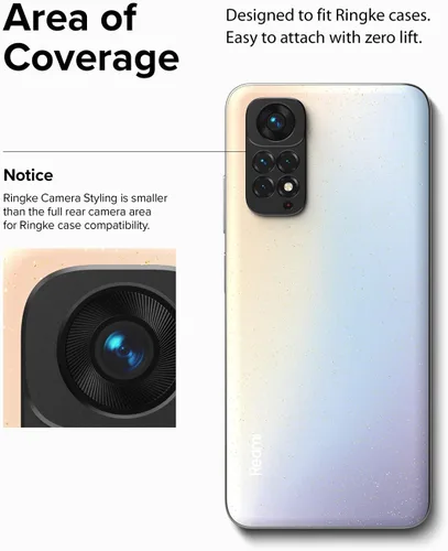 Vista 7 de Ringke Estilo de cámara compatible con Redmi Note 11S, protector de borde de lente de cámara trasera, marco de aluminio resistente, cubierta
