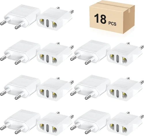 Vista 18 de Travel Adapter, 8 Pack of US/CA to European Plug Adapter Travel Power Plug Universal Power Jack Wall Plug Converter (Black)