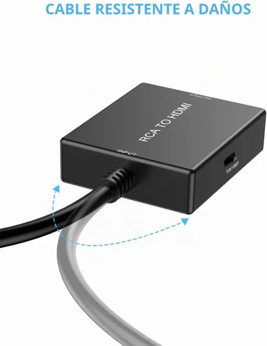Vista 6 de Adaptador convertidor Uzifhdhi de RCA a HDMI, convertidor de AV a HDMI con cable HDMI compatible con PAL/NTSC para PS2/VHS/VCR/DVD Blue-Ray, etc.