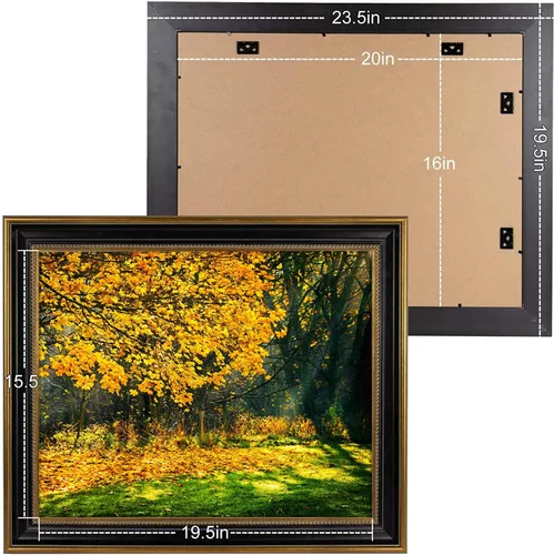 Vista 3 de marco de fotos de 16x20 pulgadas sin paspartú para póster/foto/impresión de 16x20, pantalla de montaje en pared de vidrio real resistente a roturas