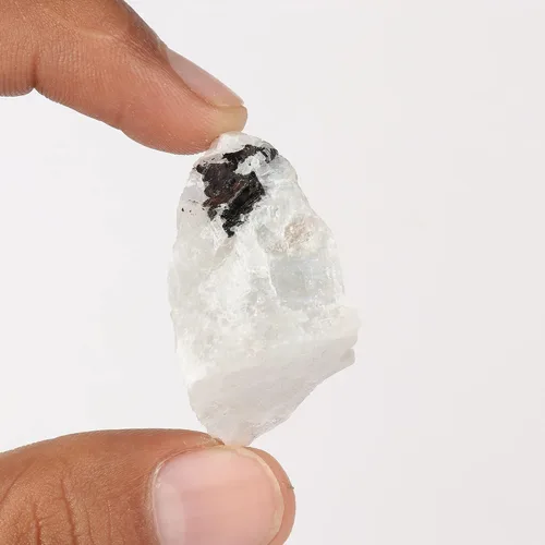 Vista 2 de GEMHUB Piedra de calcita de arco iris blanca pura pura y genuina de 96.00 quilates, con certificación de cristal curativo sin cortar, piedra