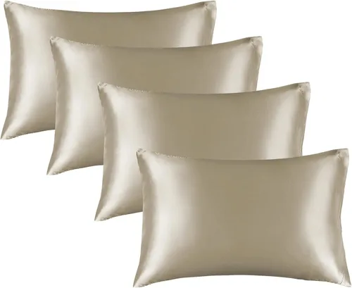 Vista 42 de BEDELITE Funda de almohada de satén para cabello y piel, súper suave y refrescante similar a las fundas de almohada de seda, paquete de 2 con cierre