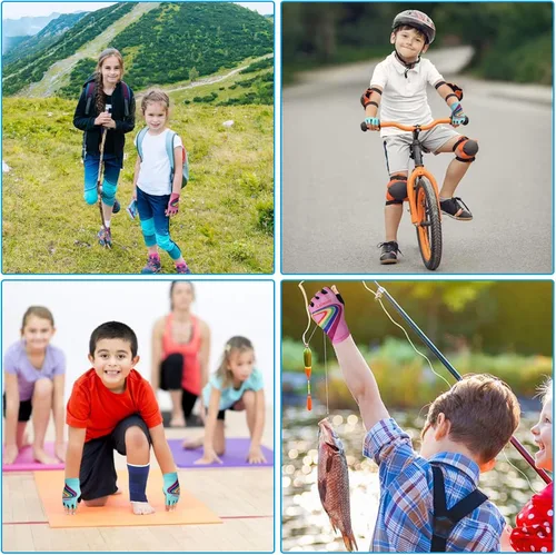 Vista 7 de Luwint Guantes deportivos acolchados de gel para niños de 3 a 8 años, guantes de ciclismo transpirables para ciclismo, ejercicio, correr, entrenar