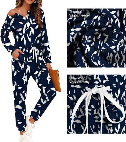 Vista 104 de Wiholl - Conjuntos de dos piezas para mujer: ropa cómoda con sudadera abotonada y pantalones deportivos con bolsillos