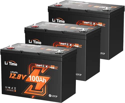 Vista 20 de Litime Batería de litio Xtra-Mini LiFePO4 de 12 V 100 Ah con Bluetooth y BMS de 100 A, mini batería de litio de 12 voltios, máximo 15000 ciclos