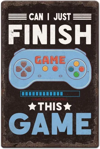 Vista 13 de Cartel de metal vintage de 8 x 12 pulgadas, letrero retro de hierro para habitación de jugadores, aspecto oxidado, mantener fuera gamer