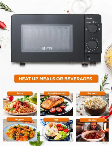 Vista 2 de Commercial Chef 0.6 Cu. Ft. Countertop Microwave Oven, CHM660B, Black Negro