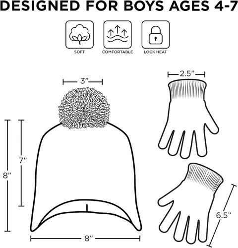 Vista 6 de Disney Boys' Winter Hat and Kids Gloves Set, Big Hero 6 Beanie for Ages 4-7