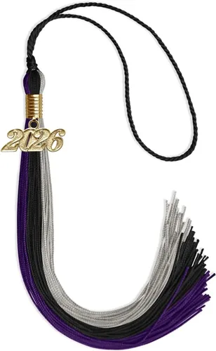 Vista 82 de Endea - Borla de graduación de triple color con gota de fecha dorada (negro/dorado/granate, 2020)