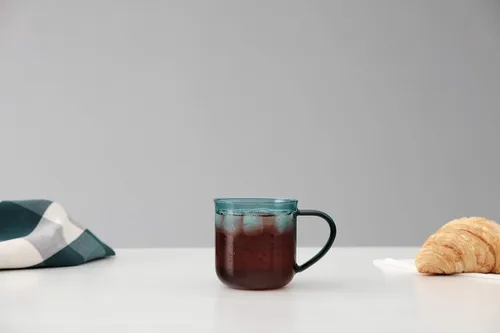 Vista 3 de VIVA Minima Eva - Taza de té de cristal azul con asa, taza grande, 14 oz