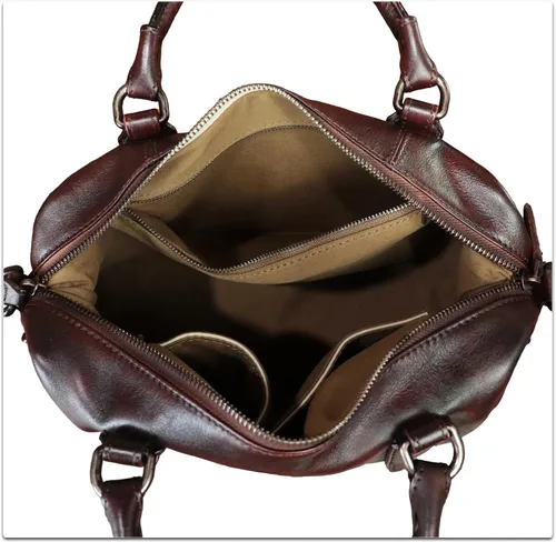 Vista 7 de Bolso de cuero genuino para mujer, bolso de mano con asa superior, bolso cruzado vintage, bolso de cuero retro