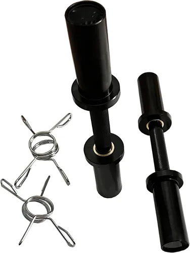 Vista 2 de Olympic Loadable Dumbbell Handle, 16 Inch Steel Barbell with 2 Pairs Collar Clips, 200lb Capacity for Home Gym, Weightlifting, Strength Training and