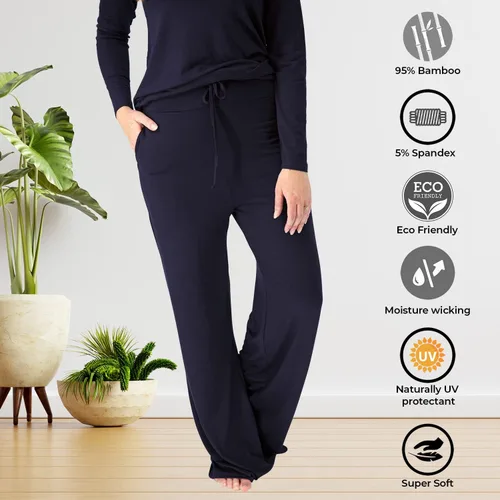 Vista 5 de Mothera Pantalones de bambú con cordón para mujer Pantalones de pijama de maternidad cómodos y suaves