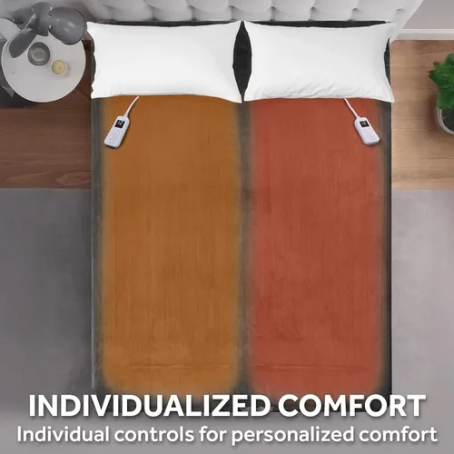 Vista 5 de Sunbeam Electric Royal Luxe - Manta térmica de microfelpa de sherpa inversa, 12 ajustes de calor, apagado automático seleccionable de 12 horas