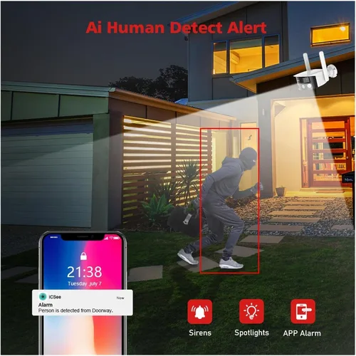 Vista 3 de Cámara IP de seguridad para exteriores WiFi de doble lente 4K AU.