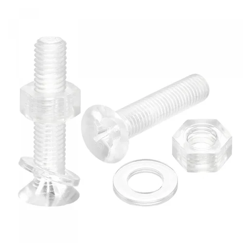 Vista 11 de uxcell Tornillos de máquina Phillips de plástico M6 x 0.472 in con tuercas y arandelas planas, pernos de máquina de cabeza plana de PC