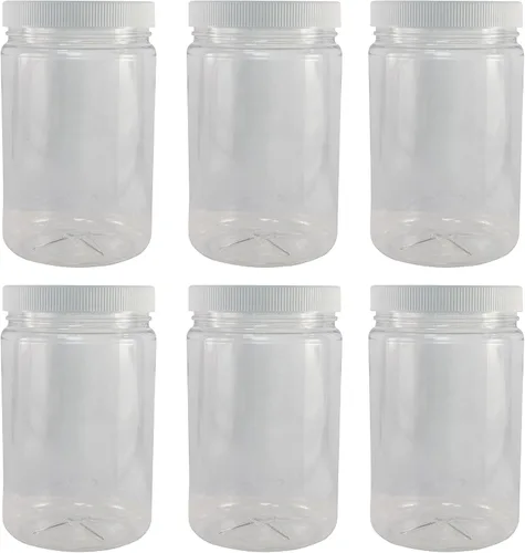 Vista 4 de Pinnacle Mercantile 1 Gallon Plastic Jars with Screw on Lined Lids 24 Pack Wide Mouth Food Storage Containers