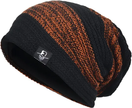 Vista 10 de VECRY Gorro de punto holgado para hombre, diseño de cráneo, largo y holgado, hip-hop, para invierno y verano, B305 B305-negro