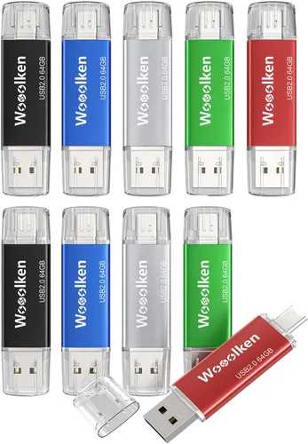 Vista 17 de Unidad flash USB C de 8 GB, paquete de 10 unidades flash Wooolken tipo C + USB 2.0 Thumb Drive OTG Memory Stick compatible con iPhone 16/15