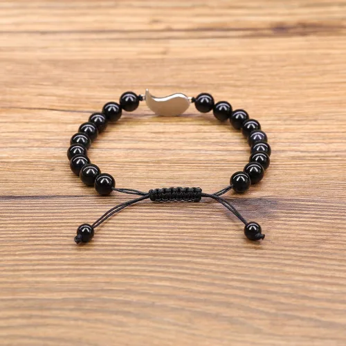 Vista 6 de COAI Yin Yang - Pulseras de piedra para parejas con diseño de My Sun and Stars Moon of My Life, Piedra, Ónix mate y howlita