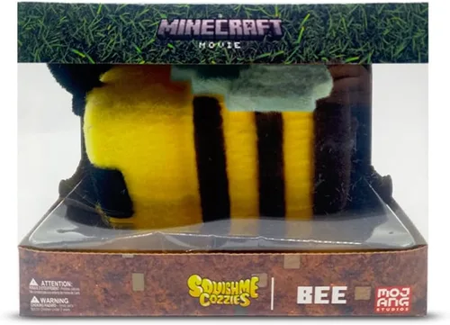 Vista 4 de Minecraft Mighty Mega Squishme (Abeja Cozie) Officially Licensed Minecraft Movie collectible. Soft slow-rise foam squishy, about 8 inches, with a