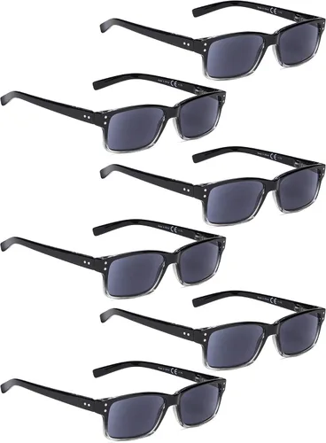 Vista 15 de LUR Gafas de lectura paquete de 5 lectores de plástico cómodos con bisagra de resorte (3 negro + 2 tortugas)