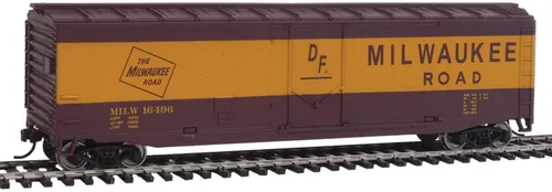 Vista 2 de WalthersTrainline Boxcar Milwaukee Road Ready to Run, rojo/amarillo