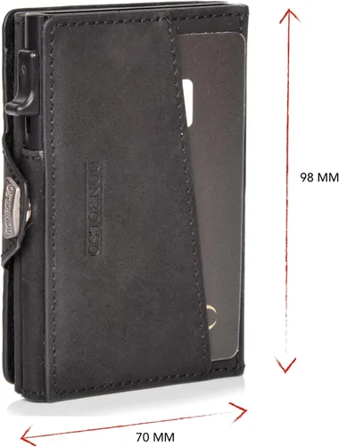 Vista 6 de DONBOLSO Billetera Flip I Slim Wallet con funda abatible I Tarjetero para hasta 10 tarjetas, Negro Vintage, Vintage