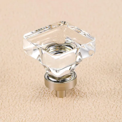 Vista 9 de coolnews - Paquete de 4 manijas de cajón de cristal champagne, manijas de vidrio para gabinete de cocina de 1-3/8 pulgadas cuadradas, manijas