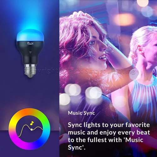 Vista 8 de Flux Paquete de inicio de bombilla inteligente Bluetooth, bombilla que cambia de color, luz de despertador amanecer, bombillas LED regulables, luz