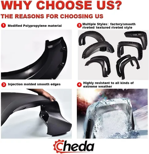 Vista 4 de CHEDA Aletas para parachoques, Compatible con Ford F150 SVT Raptor 2009 2010 2011 2012 2013 2014, Cubierta de rueda estilo de fábrica, FO1268100