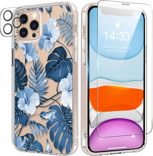 Vista 7 de bicol - Funda para iPhone 11 Pro Max con protector de pantalla y protector de lente de cámara - Diseños florales de moda para mujeres y niñas