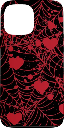 Vista 24 de Spiderweb Valentine's Day Hearts Gothic Goth Black Fairycore Case for iPhone 17