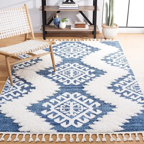 Vista 25 de SAFAVIEH - Alfombra de acento de la colección de borlas marroquíes Shag - 2'3" x 4', marfil y marrón, estilo bohemio, no suelta pelo y de fácil