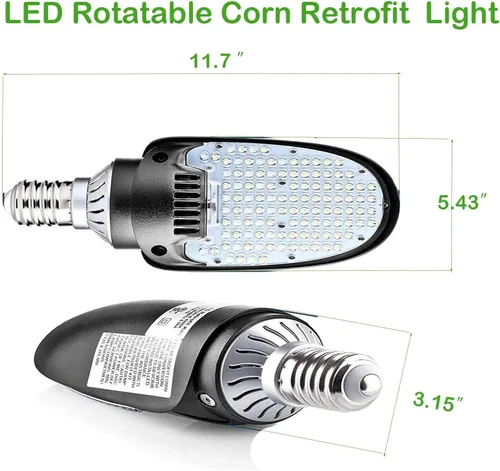 Vista 8 de Bombilla LED de reacondicionamiento de pala, 75 W/95 W/115 W de potencia seleccionable, 16,100 lm 5000 K luz diurna, base Mogul E39, reemplazo