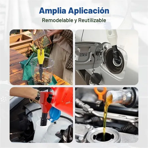 Vista 6 de Embudo de plástico retráctil para cambio de aceite para automóviles y motocicletas (A-Blue+White)